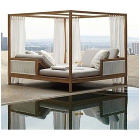 Resim BERZBUĞ ULTRA LÜKS Ahşap Bahçe Yatak 200wX200dX200h Şezlong 