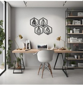 Resim Lazer Kesim Metal Duvar Dekoru Elementler Elements Metal Duvar Tablosu Doğal 