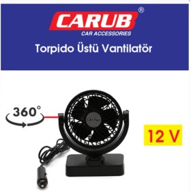 Resim Oto Araba Vantilatör 12V Torpido Üstü Tekli Fan Ayarlı 