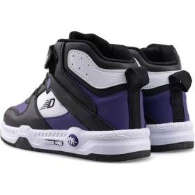 Resim Ndrops 021-24 Deri Cırt Bantlı Kız Çocuk Spor Bot Siyah Mor 