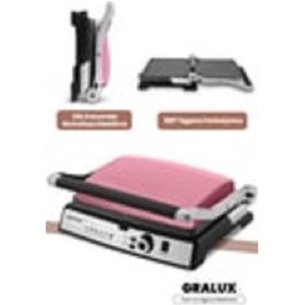 Resim Gralux Paslanmaz Çelik 2000 Watt Granit Çıkarılabilir Plakalı Tost Ve Izgara Makinesi 