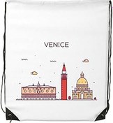 Resim DIYthinker Kadın Venedik İtalya Düz Landmark Desen İpli Sırt Çantası İnce Çizgiler Alışveriş Yaratıcı Çanta Omuz Environ Tal Polyester Çanta, Çok renkli, One Size, sırt çantası 