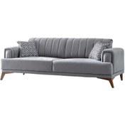 Resim Storish Bolero Üçlü Koltuk Baskılı Gri 