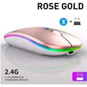 Resim Kablosuz Bluetooth 2.4 GHz USB Şarj Edilebilir RGB Optik Mouse 