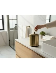 Resim İsaoğlu Yapı Antik Gold Eskitme Çöp Kovası Retro Banyo Çöp Kovası Kulplu 