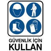 Resim İzmir Fırça 25,5x36 cm Metal Güvenlik İçin Kullan Uyarı Tabelası (İZ-551848) 