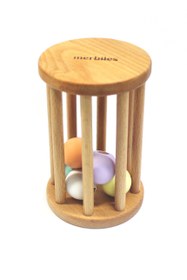 Resim Doğal Ahşap Silindir Çıngırak Montessori Emekleme Yardımcısı Oyuncak - Pastel 