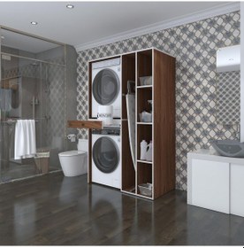 Resim Kenzlife Çamaşır-Kurutma Makinesi Dolabı Gutas Sağ Cvz 187 120 60 Çekmeceli Banyo Çok Renkli 