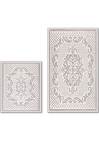 Resim Raya Damaskdoğal Pamuklu 2'li Banyo Paspas & Halı Seti 60x100 50x60 Cm Taş Taş 