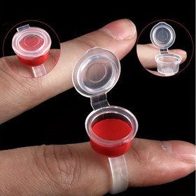 Resim 50 Adet Dövme Mürekkebi Yüzük Kapları Kapaklı - Kirpik Uzatma & Yarı Kalıcı Makyaj Aksesuarları için Tek Kullanımlık Mikroblading Pigment Tutucular 