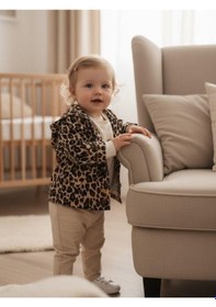 Resim Zekids Kız Çocuk Leopar Desenli Ceketli 3'lü Takım-16376 Çok Renkli 
