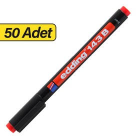 Resim Edding 143B Permanent Asetat Kalemi B Uç 50 Adet - Kırmızı (5 Kutu) 