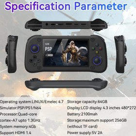 Resim G28 3D Taşınabilir Oyun Konsolu 4.3 İnç HD Ekran 64 GB Dahili Oyunlu Şarjlı El Konsolu PSP Benzeri El Tipi Video Game 