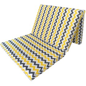 Resim Vip Home Concept Tek Kişilik Katlanır Yer Yatağı ve Sünger Katlanır Minder Yatak 80x180x8 cm - Sarı Gri Zikzak 