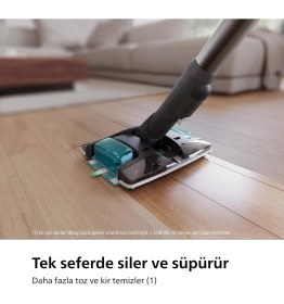 Resim Philips Aqua Plus Kablosuz Elektrikli Süpürge, LED Başlık, Akıllı Zemin Tanıma, Olağanüstü Temizlik Hassasiyeti, 80 Dakikaya Kadar Çalıșma Süresi, Islak ve Kuru Kullanım, Onerous Mutfak Tartısı Hediye 