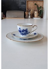 Resim 3 Parça Çay Fincanı Kobalt Mavi Kobalt 