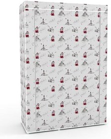 Resim Dzgn Home Tek Yandan Raflı Metal Profilli Kumaş Bez Dolap Gardırop -İstanbul Desen 