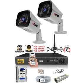 Resim Ids 2 Kameralı 5mp Sony Lensli 1080P Fullhd Güvenlik Kamerası Sistemi - Cepten Izle - 250DIŞ 