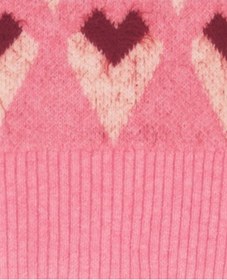 Resim Qoolest Kadın Kalpli Yünlü Pembe Triko Sevgililer Günü Özel Yumuşak Dokulu Oversize Kazak Pembe 