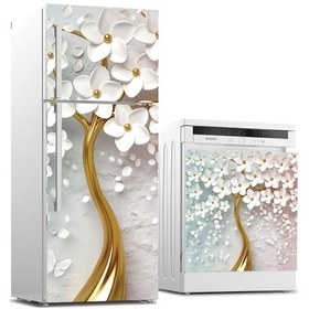 Resim Buzdolabı Ve Bulaşık Makinası Beyaz Eşya Sticker Kaplama 3D Altın (540884423) 