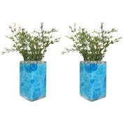 Resim 2 Adet Vazo Dahil,vazoda Çiçek,beyaz Yapay Çiçek,vazo Dekoratif Mavi 7x7x17cm Çok Renkli 