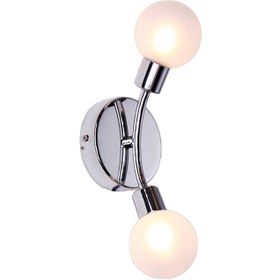 Resim Gloria Cam Duvar Apliği - Krom Gövdeli, Çift Küre Işıklı Modern Tasarım RA-APLK-3514-52-31 - Krom 