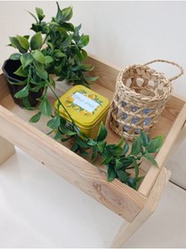 Resim Wooden Factory Doğal Ahşap Çok Amaçlı Stand - Raf, Sehpa, Tepsi Masası 