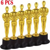 Resim 6 Paket Altın Kupa Heykelciği - 24.13 cm Plastik Oscar Stili Ödül Kupaları Parti Dekorasyonları, Takdir Hediyeleri, Masa Orta Süsleri, Sahte Banknotlar, Tüysüz, Elektrik Gerektirmez, 14+ Yaş İçin Uygundur 