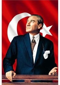 Resim Atatürk Baskılı Türk Bayrağı Atatürk Posteri 70x100 Cm Raşel Kumaş Dijital Baskı 