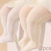 Resim 2'li Paket Kız Çocukları için Şeffaf Tül Tayt - Fırfırlı Etek ve Üst Dantel Benzeri Pantolon Çorap, Elbiseler, Etekler, Günlük Giyim için Tüm Mevsim Katmanlı Taytlar - Yumuşak Beyaz Narin Çoraplar (Genç Kızlar için) 