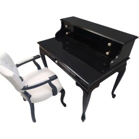 Resim BENGİ TİCARET Çalışma Masa-berjer 18483 St Sandalye Siyah Lake Keten Aslan Ayak Porselen Kulp 