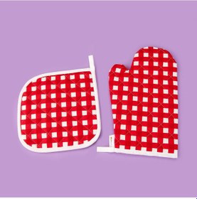 Resim Soft Nemo Fırın Eldiveni Ve Tutaç - Ekru / Kırmızı - 17x28 Cm + 20x20 Cm Çok Renkli 