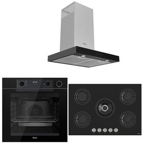 Resim Ferre QEP64CS + RS035 + D100 Steam Plus 75 Serisi 3'Lü Cam Ankastre Set 