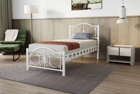 Resim Argimo Pero Tek Kişilik Ferforje Metal Karyola - 90x190 / Beyaz 