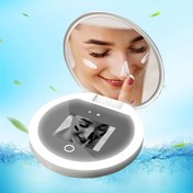Resim UV Koruma Özellikli Şarj Edilebilir LED Makyaj Aynası - Taşınabilir, 3 Renkli Aydınlatma Modları, 180° Dönebilme, USB ile Çalışır 