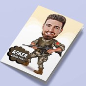 Resim Asker Karikatürlü Tebrik Kartı 