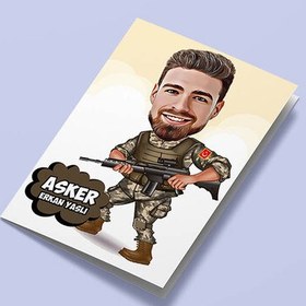 Resim Asker Karikatürlü Tebrik Kartı 