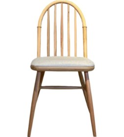 Resim Rustica Döşemeli Classic Natural Ahşap Yemek Sandalyesi Natürel 