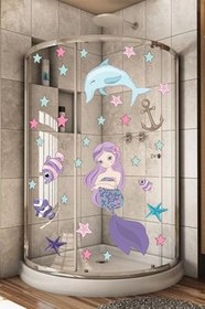 Resim Denizkızı Yunus Ve Denizyıldızları Duşakabin Ve Banyo Sticker Seti 