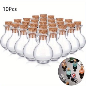 Resim 10 Adet Minyatür Şişe Seti - Küçük Cam Viallar ile Mantar Kapatıcılar, Kozmetik, Parfümler ve El Sanatları için İdeal, Yeniden Kullanılabilir ve Çizik Direnci, El Sanatları Temel Unsurları|Vintage Estetik|Dayanıklı Cam 