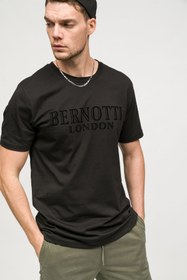 Resim BERNOTTİ79 Sıfır Yaka T-shirt Siyah London Baskılı Erkek 