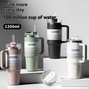Resim 40.1oz Çift Duvarlı İzole Paslanmaz Çelik Bardak Tutacak, Kapak ve Pipet ile - İçecekleri 24 Saat Sıcak veya Soğuk Tutuyor - Buzlu Çay, Kahve, Kamp, Seyahat ve Fitness için Mükemmel - Çok Renkli Vakumlu Tasarım, Fitness Hidrasyon | Modern Bardak | Dayanıklı Bardak 