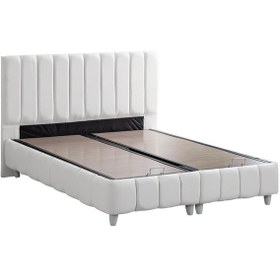 Resim Narva Çift Kişilik Baza Başlık Real Pedli Yatak Seti Beyaz 180 x 200 