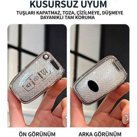 Resim Hyundai Ix35 I30 Tucson Elentra Kia Rio Sportage Sorento Elmas Kesim Tpu Anahtar Kılıfı Beyaz 
