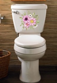 Resim Renkli Çiçekler Klozet Kapağı ve Banyo Sticker 