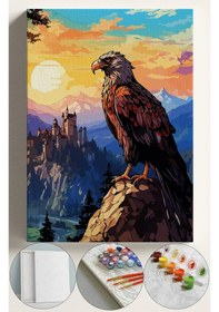 Resim Sayılarla Boyama Seti Numaralı Tuval Fırça Boya 40x50 Cm - Dağlarda Kartal 