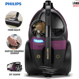 Resim Philips Turbo Başlıklı Üstün Çekim Performanslı Premium Toz Torbasız Elektrikli Süpürge , Onerous Lambader Hediye 