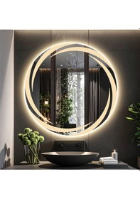 Resim Whirilwind Günışığı Lazer Kumlamalı Lavabo & Banyo Aynası Dokunmatik Sensörlü 70 X 70 