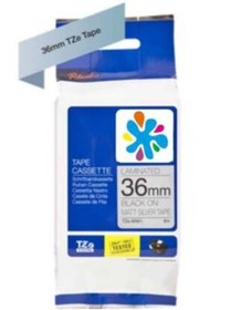 Resim Brother TZe-M961 Gümüş Üzerine Siyah Muadil Etiket Şeridi 