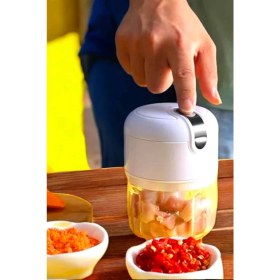 Resim Ronanna Şarjlı Portatif Doğrayıcı Mini Pratik Rondo El Doğrayıcı Üç Bıçaklı Çelik Bıçaklı 